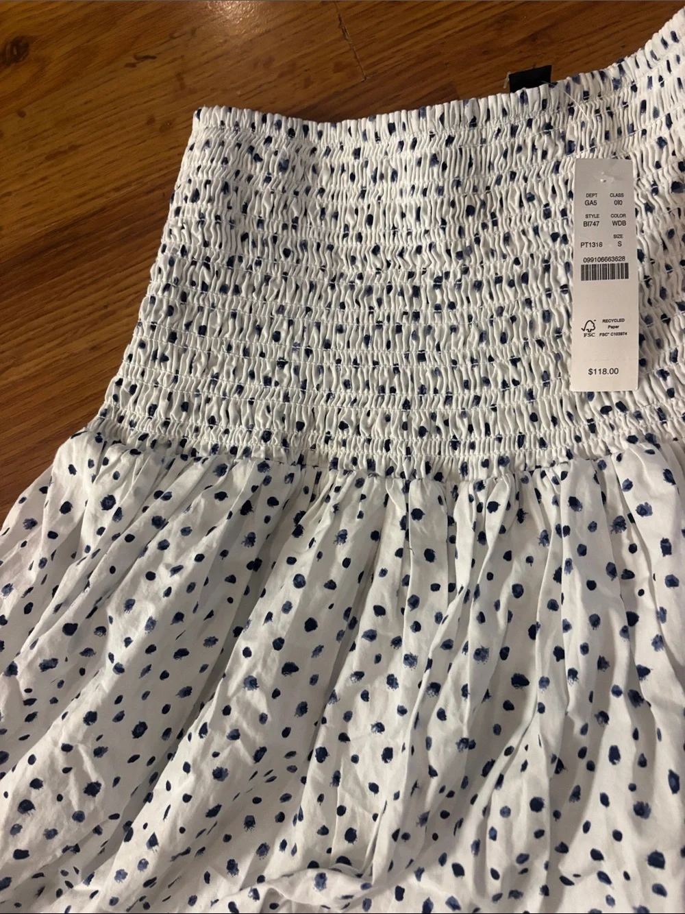 J. Crew White Maxi Skirt with Navy Polka Dots NWT - Picture 7 of 7
